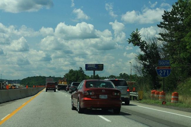 271 South commuter traffic Interstate 271 South commuter traffic