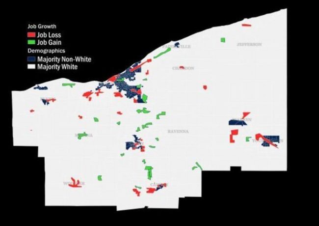 hubsregionalgrowthlossdemographics0 Northeast Ohio Job Hubs and Demographics Map